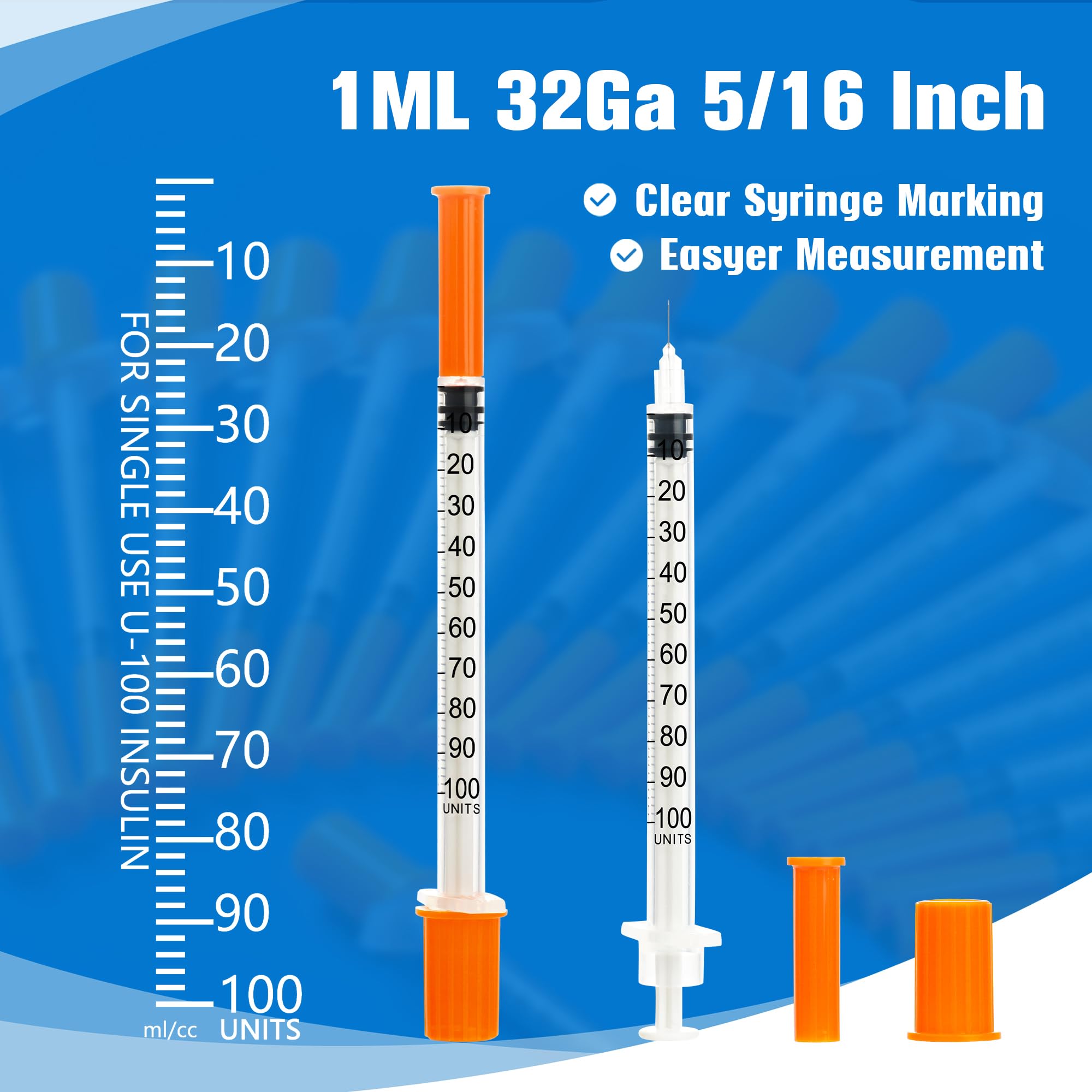 1ml/cc 32G 5/16 Inch Syringes, Lab Dispensing Syringe, Individual Wrapped, Box of 100 — Amazon image 3