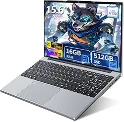 Laptop de 15,6 polegadas, processador quad-core N150 (até 3,6 GHz), laptop tradicional 16 GB RAM 512 GB SSD, teclado retroiluminado, desbloqueio de impressão digital, FHD 1920 * 1080, Win 11 Pro