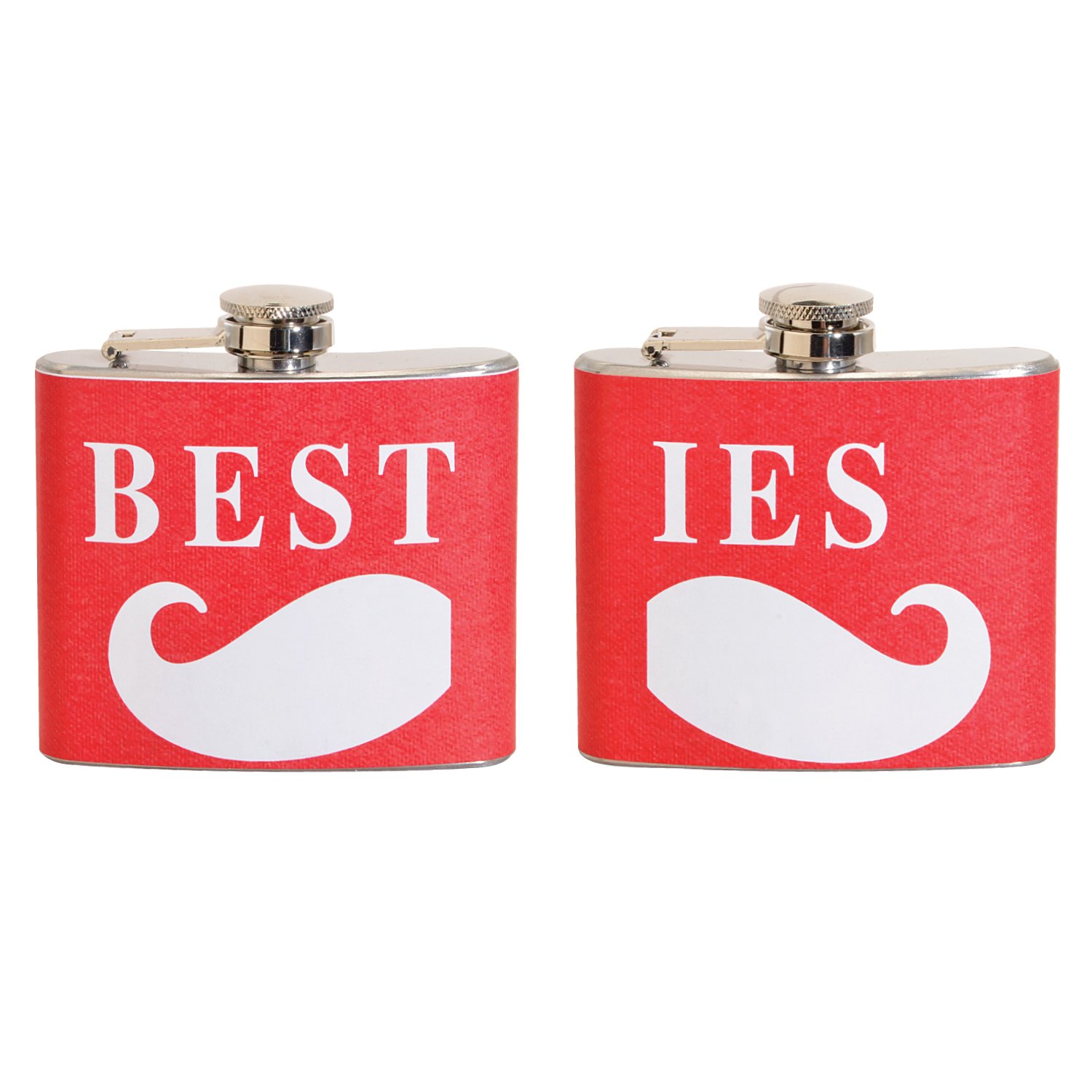Besties 5 oz. Stainless Steel Flasks (Set of 2) (Assorted Designs)