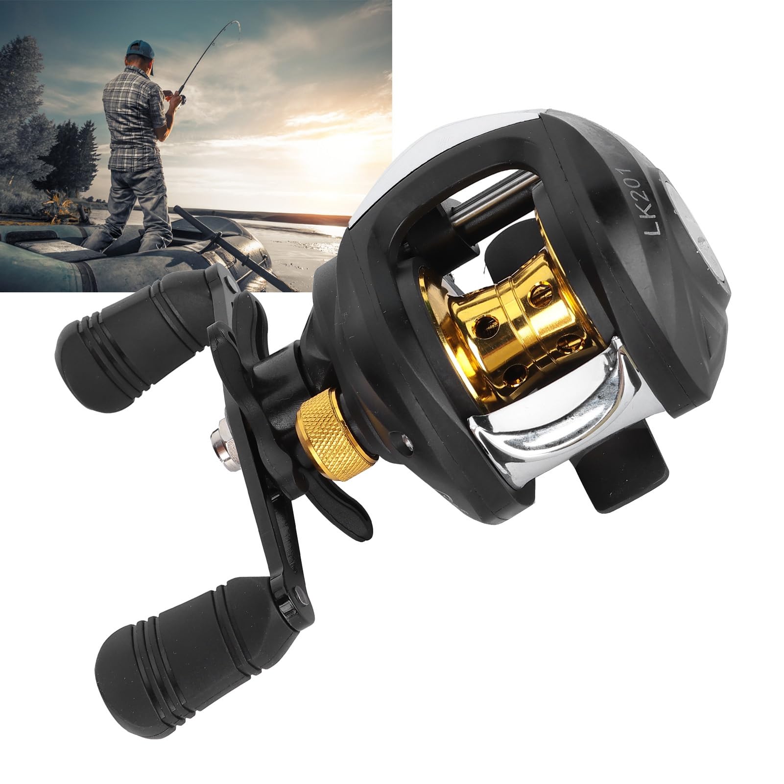 Baitcasting-Rolle, effizientes Baitcasting-Rad, 8 kg Bremskraft, Drehsteuerung, einstellbar für Angelmaschine(Linke Hand)