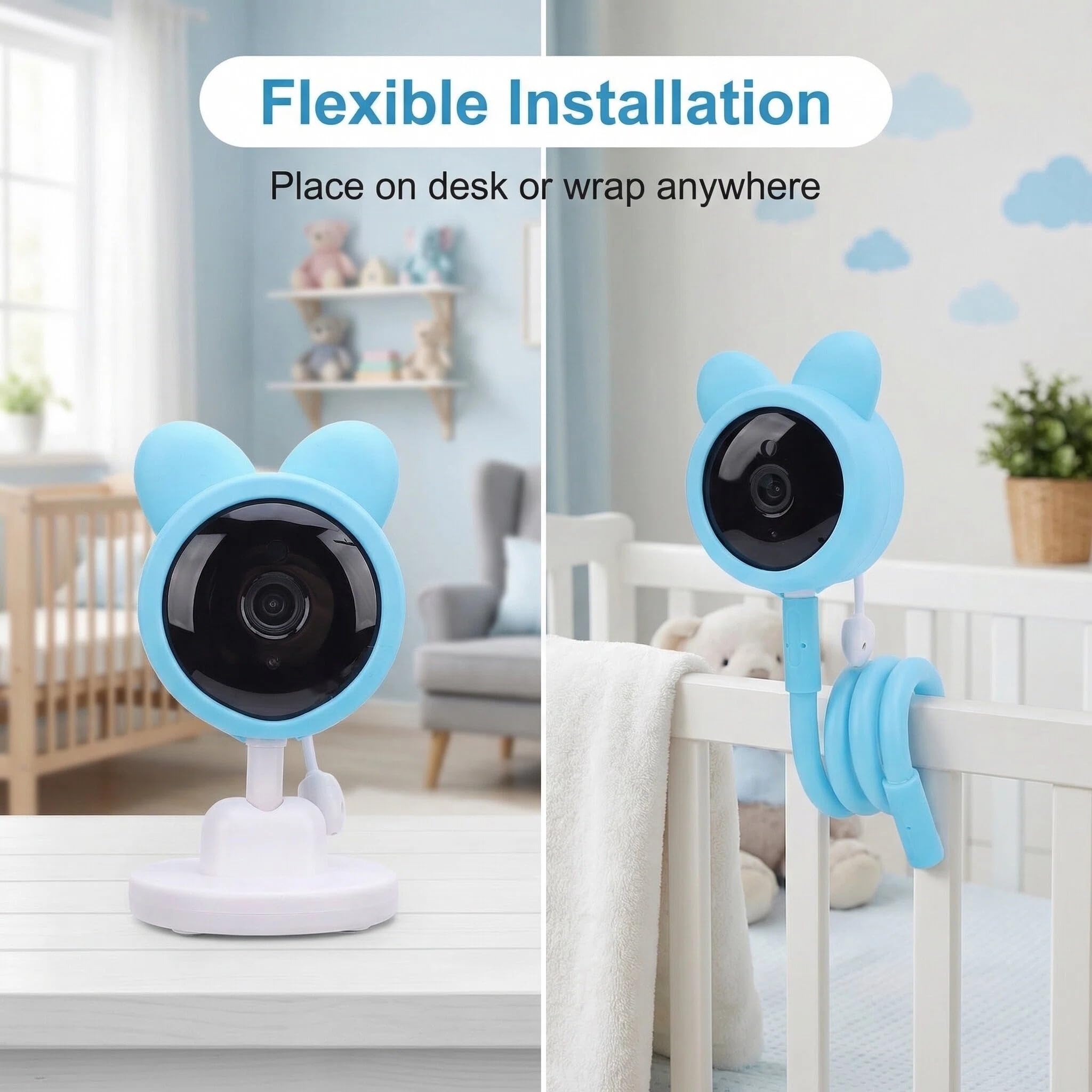 Luocute Monitor Dziecka z Aparatem i Audio, 1080p HD WIFI Camera z Głosem Interkomu na Dwustronne Rozmowy, Inteligentny Monitorowanie Dźwięku, Aplikacja Mobilna, Manualna Patelnia