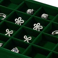 Vista 3 de Bandeja organizadora de 24 bandas para anillos y aretes, bandeja organizadora de joyas de terciopelo verde, bandejas de exhibición