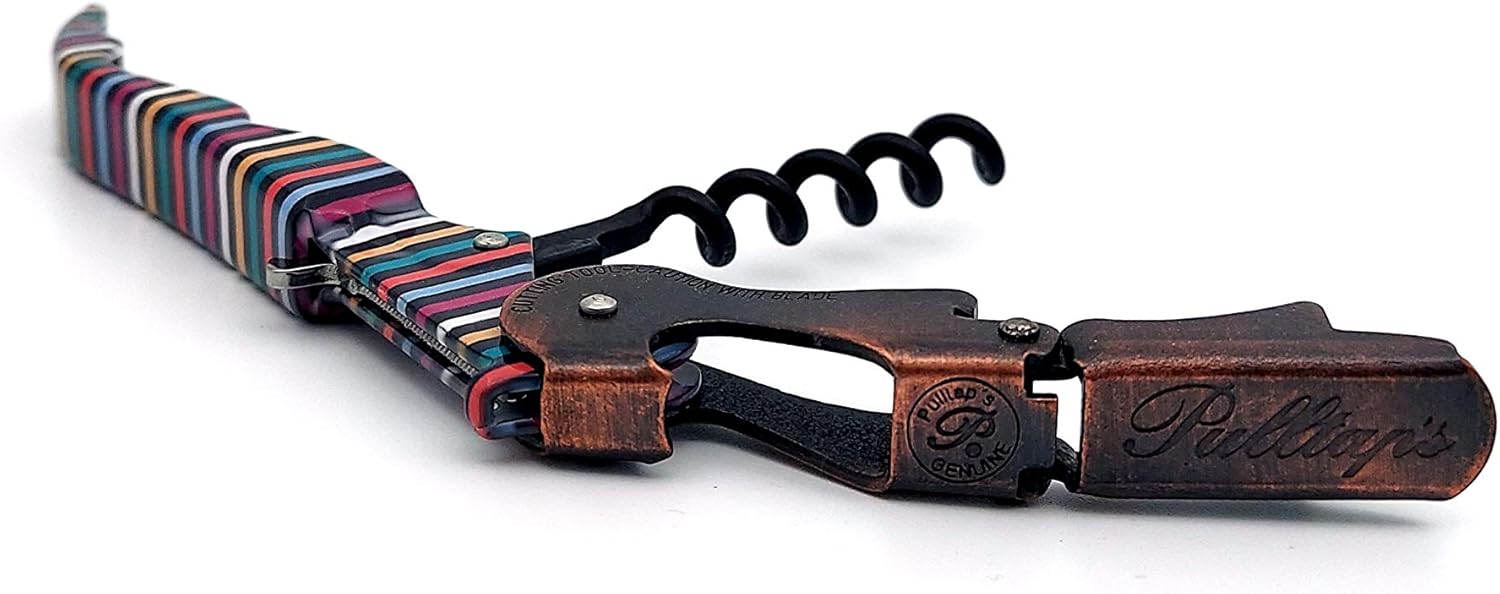 Pulltap's Genuine Collection Lined 900 Waiter's Corkscrew – Double-Hinged Wine Key with Sliding Foil Cutter – Patented Design – Made in Spain – Mil Ralles