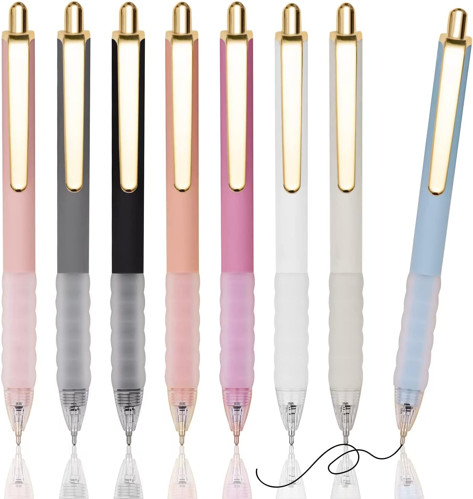 Pens Ballpoint Black Ink 1.0 mm Pen Medium Point Smooth Writing for Journaling Office Supplies Cute Pen for Women Men, 8 Pcs