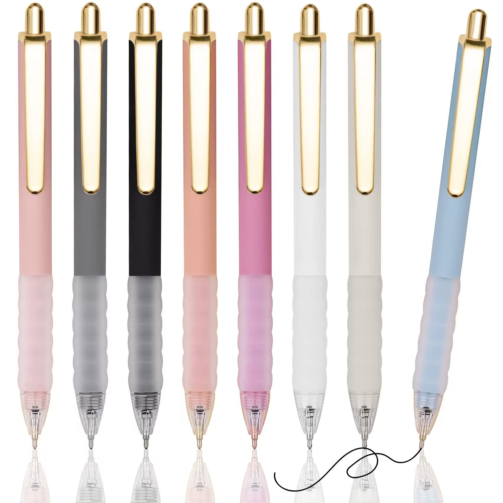 Pens Ballpoint Black Ink 1.0 mm Pen Medium Point Smooth Writing for Journaling Office Supplies Cute Pen for Women Men, 8 Pcs