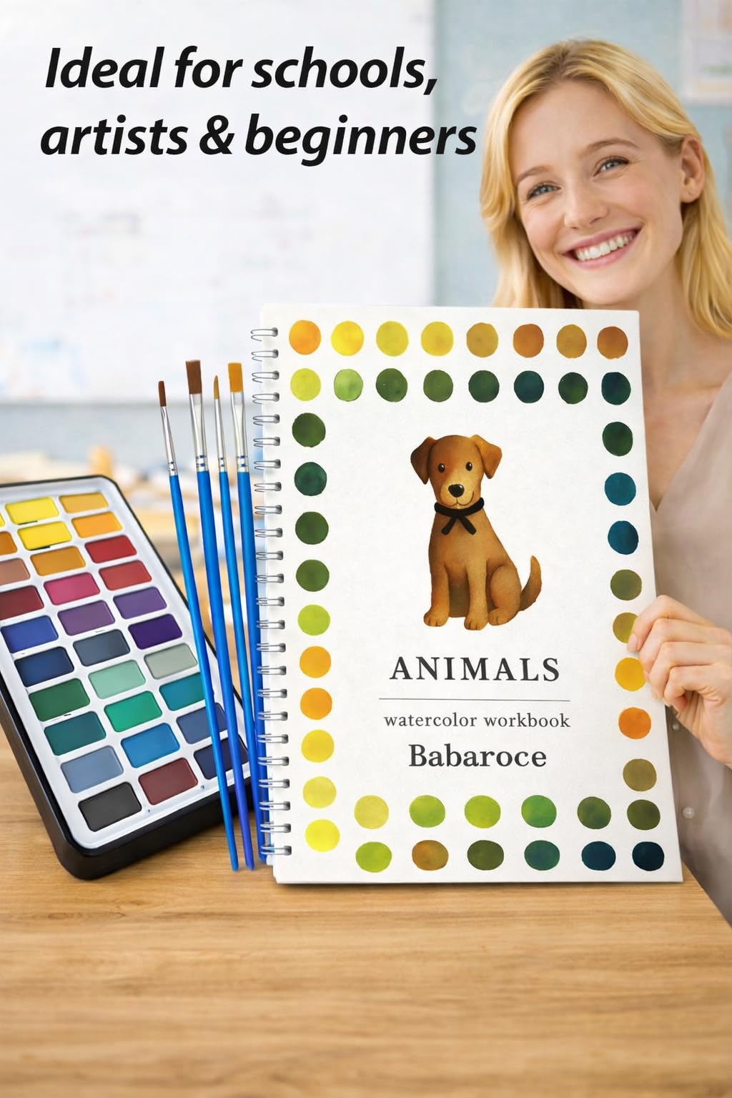 Cuaderno de acuarela (animales, con paleta de 36 colores)
