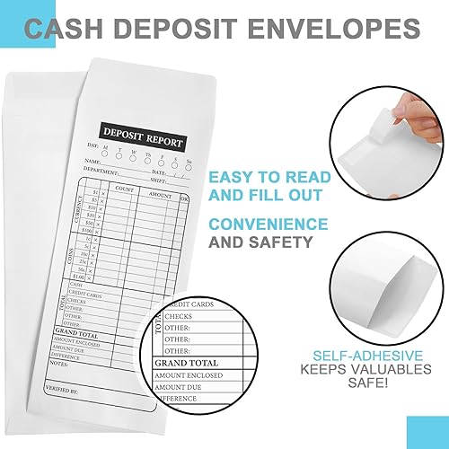 Miniatura 11 de Qilery 1000 sobres de depósito en efectivo a granel de 4 1/8 x 9 1/2 pulgadas, sobres de cajero para planificación de presupuestos, bancos