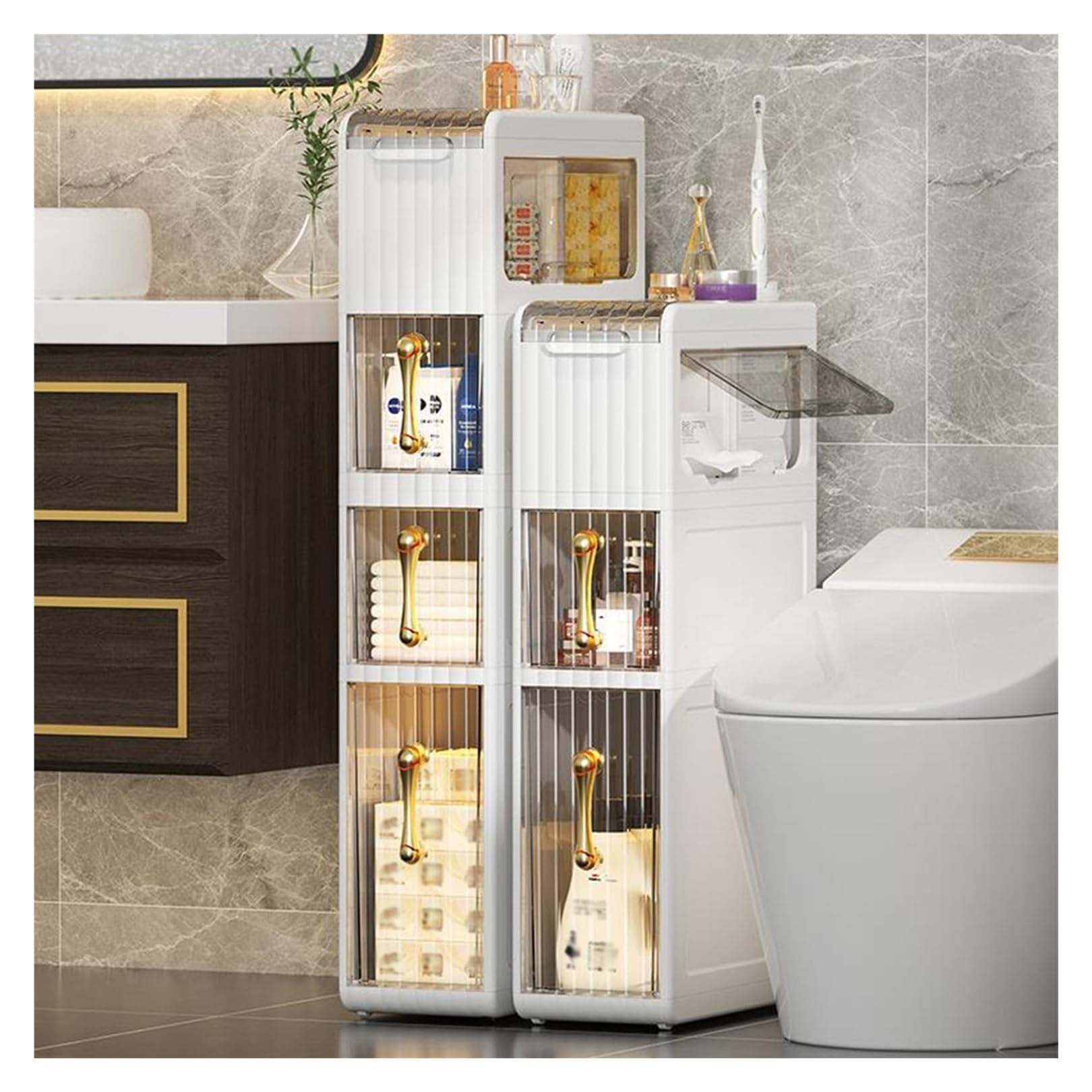 Meuble de rangement de salle de bain mince pour petits espaces