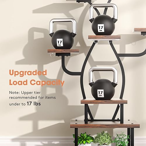 Miniatura 5 de Soporte para plantas de interior con luz de crecimiento, estante pequeño de 8 niveles de 48 pulgadas, soporte de esquina para plantas de interior,