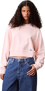 Calvin Klein Donna Felpa Badge Logo Cropped