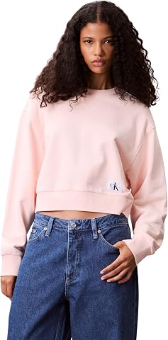 Calvin Klein Donna Felpa Badge Logo Cropped