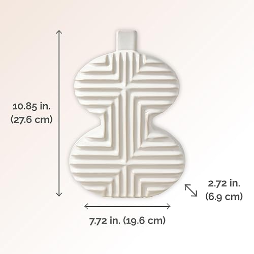 Miniatura 8 de Mikasa Jarrón cuadrado geométrico de cerámica de cerámica, 8.43x2.44x8.35 pulgadas