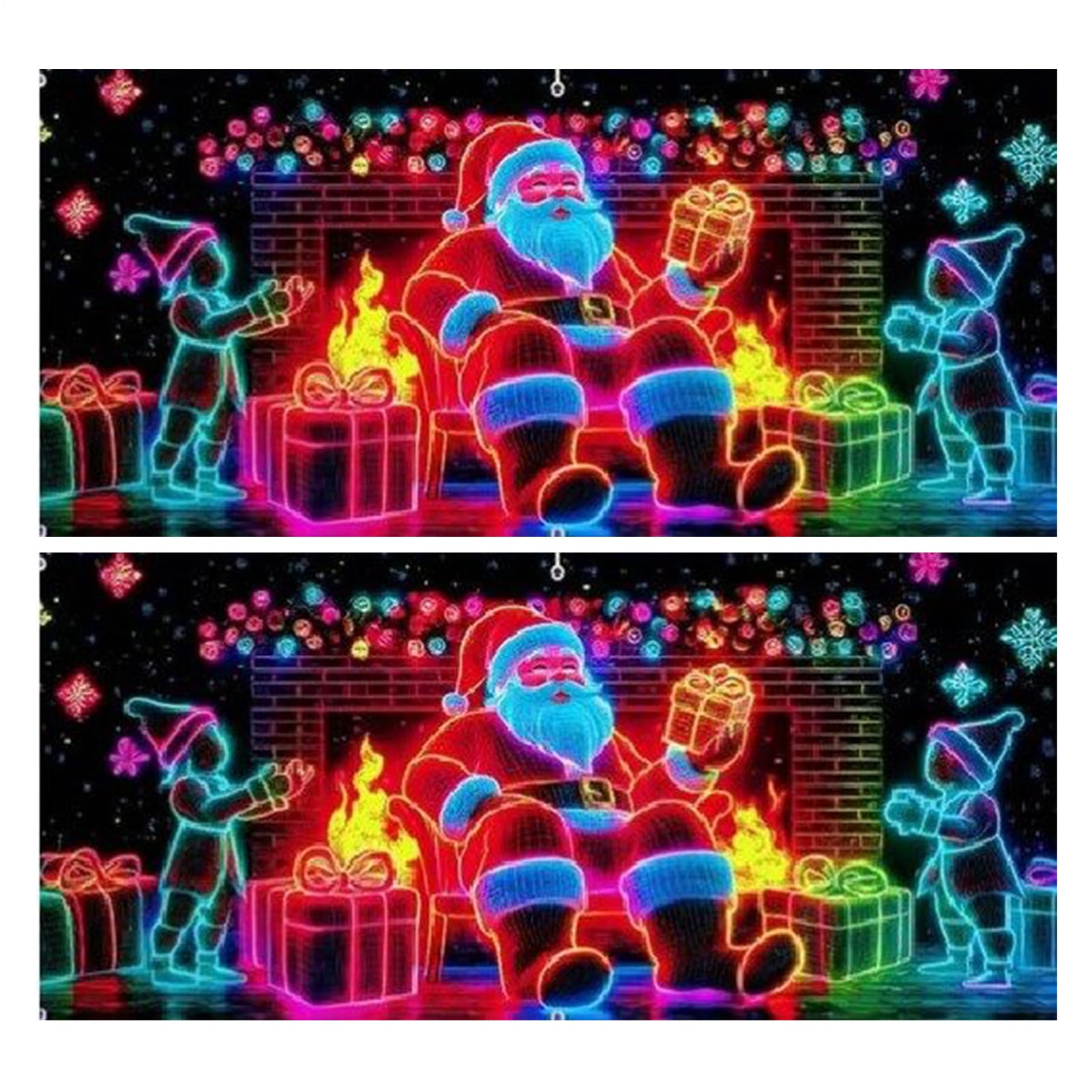 Bannière de porte de garage de Noël phosphorescente 2D décor néon extérieur