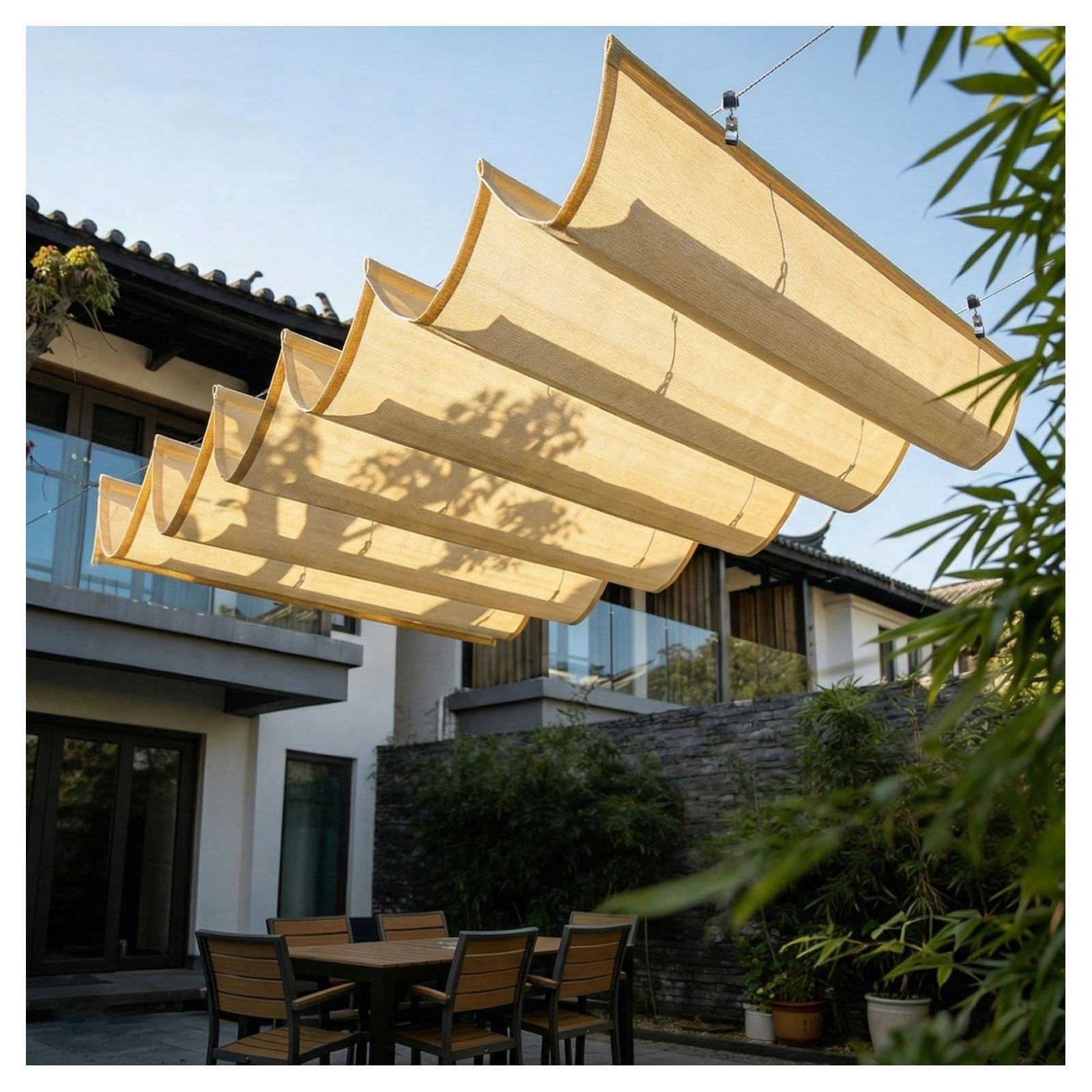 Voile d'ombrage imperméable 2,6x10m pour grand jardin et terrasse