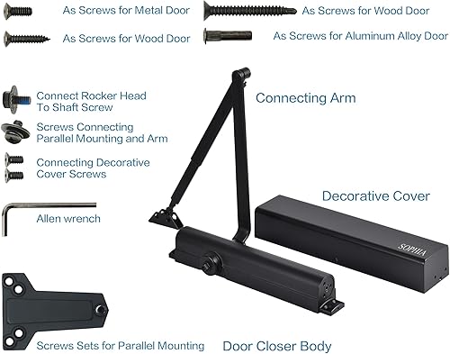 Miniatura 5 de Sophia Cierrapuertas comercial de servicio medioresistente DK8000 Cierrapuertas automático, tamaño ajustable 1-6 bisagra de cierrapuertas hidráulico