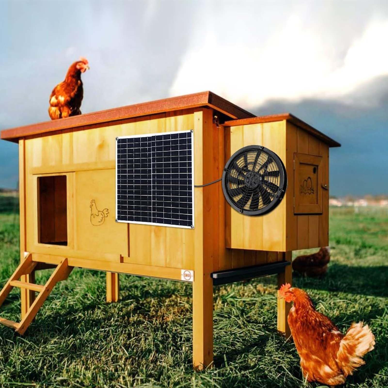 Ventilatore di Scarico Solare Ad Alta velocità Ventilazione Efficiente nel Pollaio e nel Fienile, Potenza 20 W, Materiale ABS Resistente