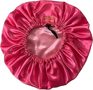 Love Fulfilled Satin Bonnet Extra Large Double Layer Reversible Adjustable Women Silky Satin Bonnet (Pink & Fuchsia)