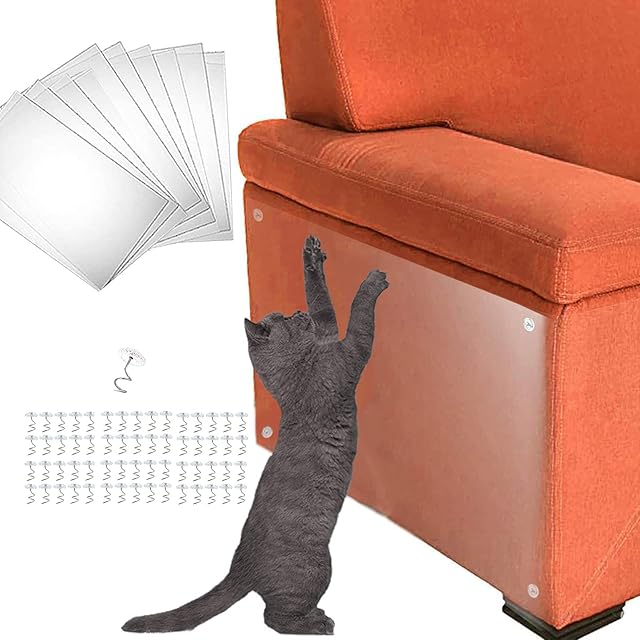 Cat Scratch Protector, 10 Pack Cat Furniture Protectors, VAKOWOO Anti Cat Scratch Couch Sofa Furniture Corner Protector, No Scratch, Transparent Cat Training Tape