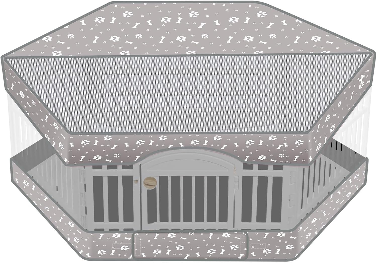 2 Pack Dog Playpen Cover and Bottom Pad Fits for 36″ W 24″ H 6 Panels Play Pen, Dog Crate Cover Puppy Exercise Mat, Reusable Washable, Hoop and Loop Design, Playpen Not Included (Gray)