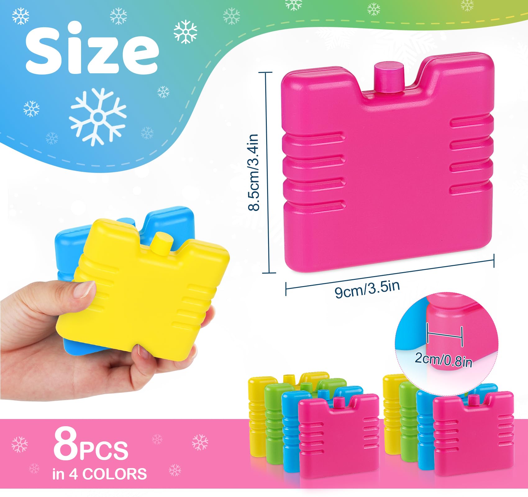 3 Mini Pains De Glace Antevia 100ml - Bleu, Vert, Rose - Pour Glacière, Boîte Repas, Soins - Plastique Alimentaire