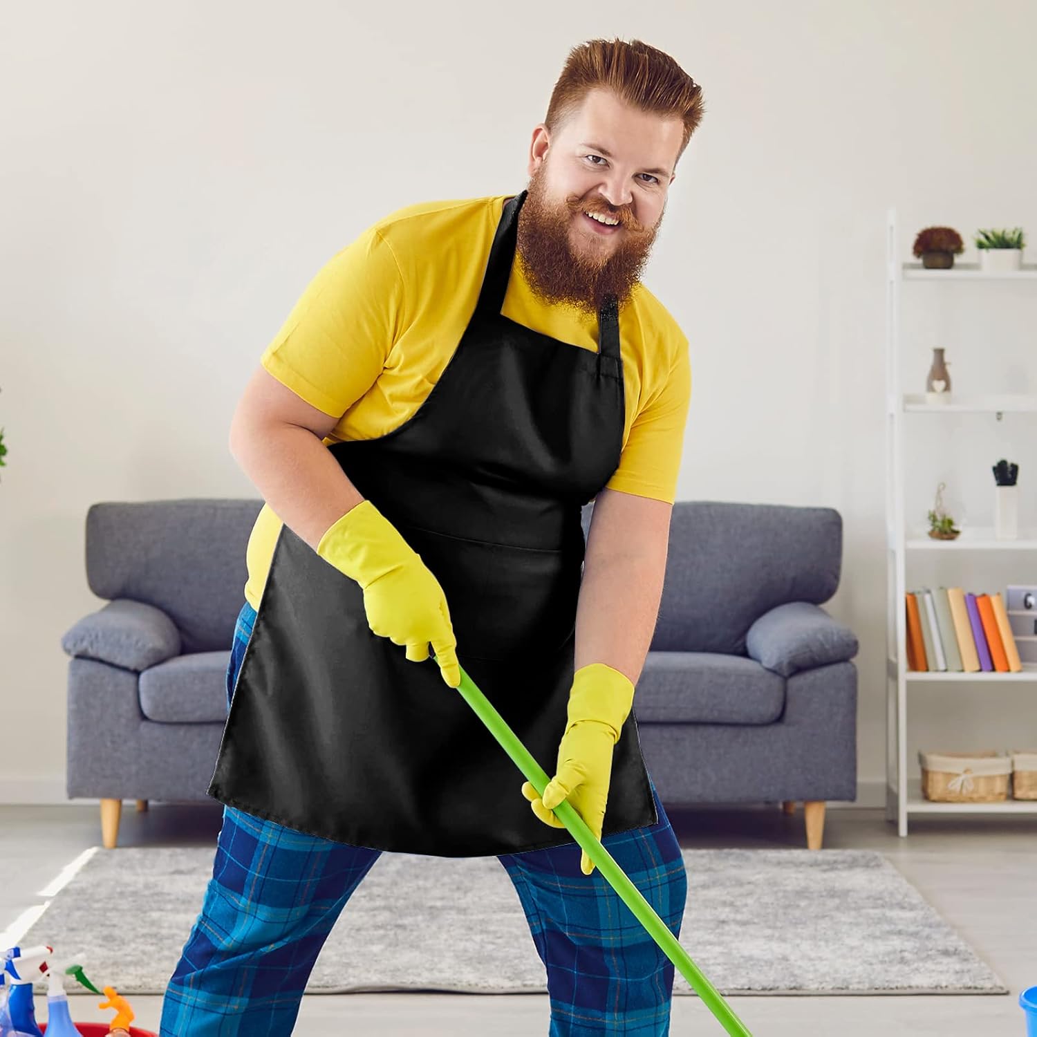 JaGely 36 Pcs Plain Bib Aprons with 2 Pockets Unisex Women Men Apron Washable for Kitchen Cooking Painting Crafting BBQ(Black) - Image 7