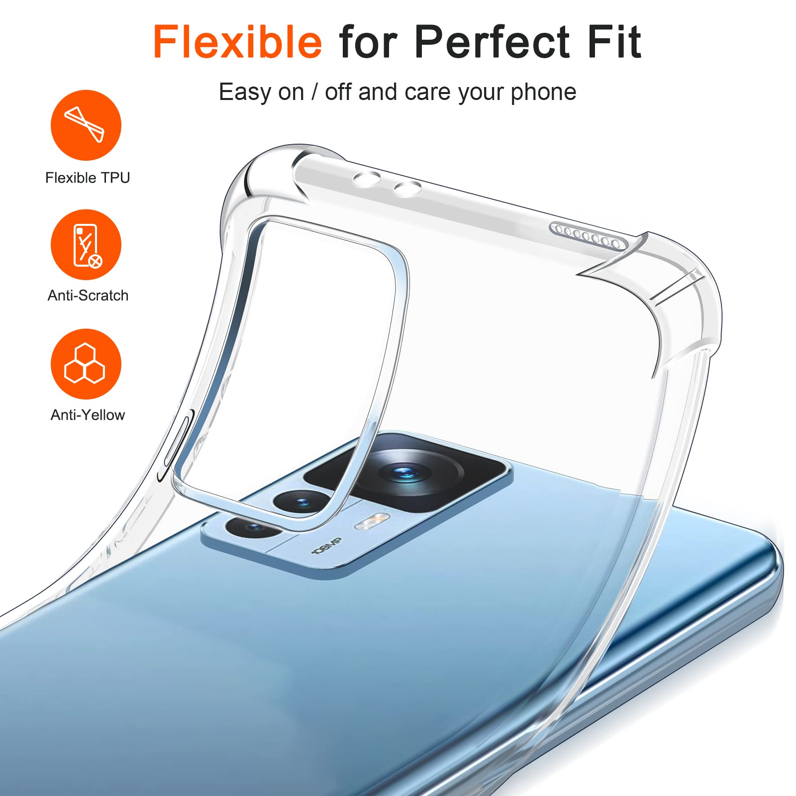 Ivoler Klar Silikon Hülle Für Xiaomi 12T 5G / 12T Pro 5G - Transparent, Stoßfest & Kratzfest