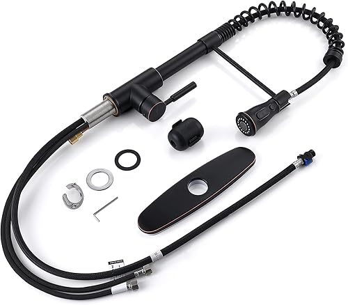 Miniatura 8 de SOKA - Grifo de fregadero de cocina de una sola manija, con rociador que se jala hacia abajo con 3 modos de funcionamiento flujo, espray y pausa.