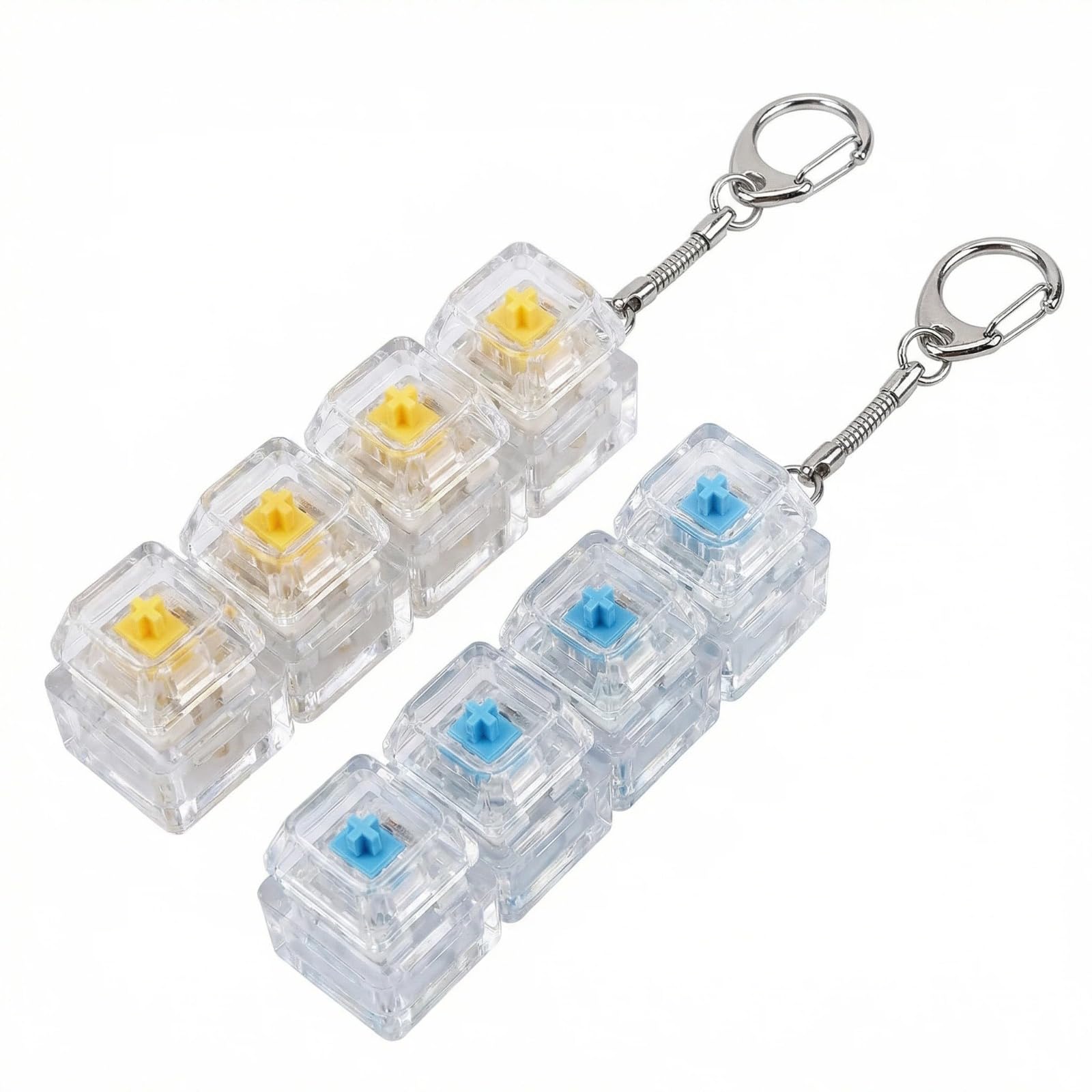 2 Pcs Keyboard Fidget Toy 4-Button Keyboard Fidget Keychain Portable Funny Stress Relief Fidget Keyring Adults Kids Clicker Fidget Decompression Toys for Home Office School Pass the Time (Style D) — image 1