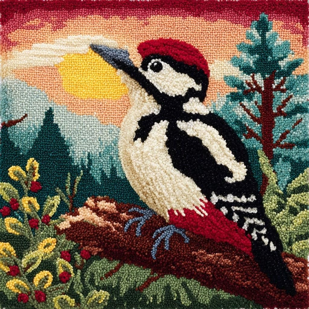 Henypt Latch Hook Cushion Kits Scenery and Birds