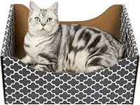 [Ultragrande] Caixa arranhadora de papelão para gatos, cama resistente para arranhar gatos com almofada dupla face, resistente e recarregável, ideal para arranhar e dormir, casa premium para gatos em