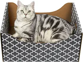 [Ultragrande] Caixa arranhadora de papelão para gatos, cama resistente para arranhar gatos com almofada dupla face, resistente e recarregável, ideal para arranhar e dormir, casa premium para gatos em