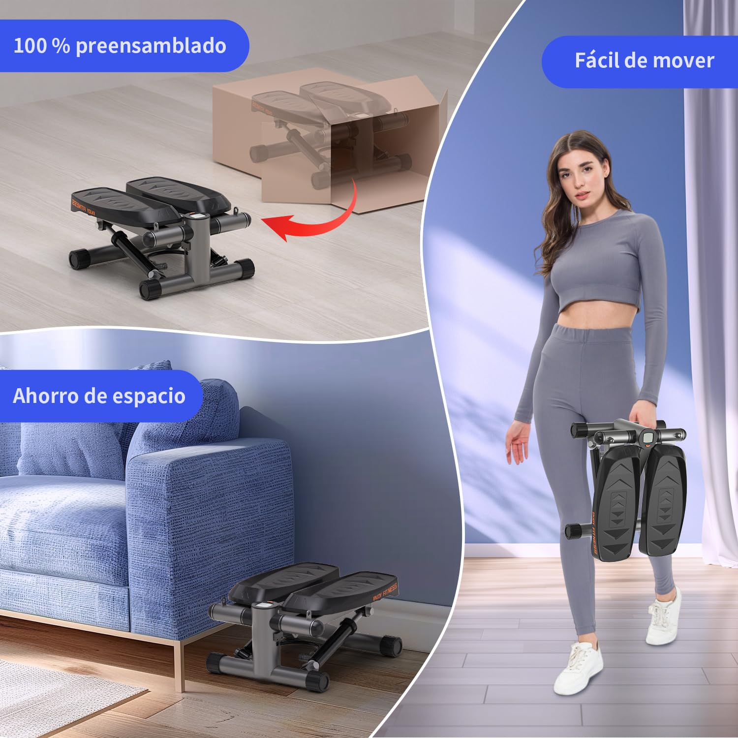 Vannect Mini 2 en 1 Stepper Fitness Casa,Máquina trepadora de elevación con Cuerda de Resistencia,Trainer para Principiantes y usuarios avanzados de hasta 150 kg