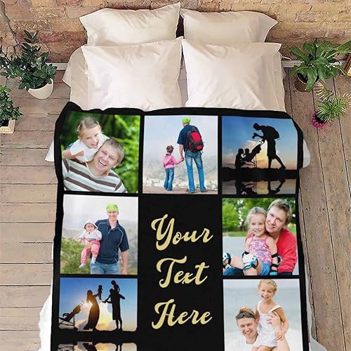 Miniatura 4 de Manta personalizada con collage de fotos para amigos, manta de fotos personalizada para el día del padre, manta de cama personalizada con texto para