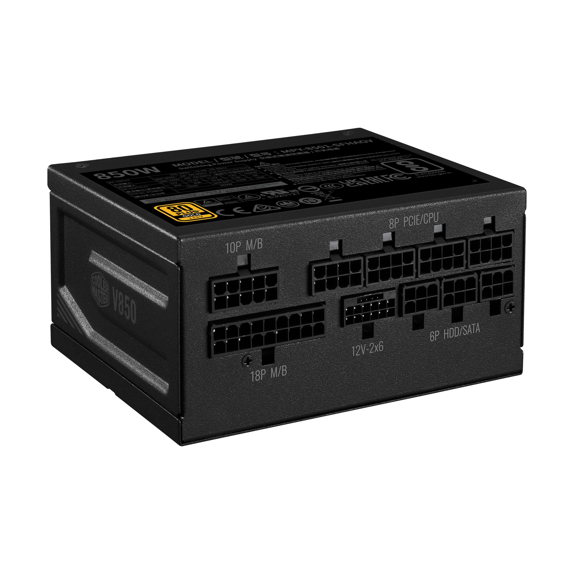 Cooler Master V850 SFX Gold 850W Fully Modular Power Supply – 80+ Gold Certified SFF PSU, ATX 3.1 & PCIe 5.1 Ready, 90° Angled Cable, Low Noise, Small Form Factor ITX PSU, 10-Year Warranty, Black