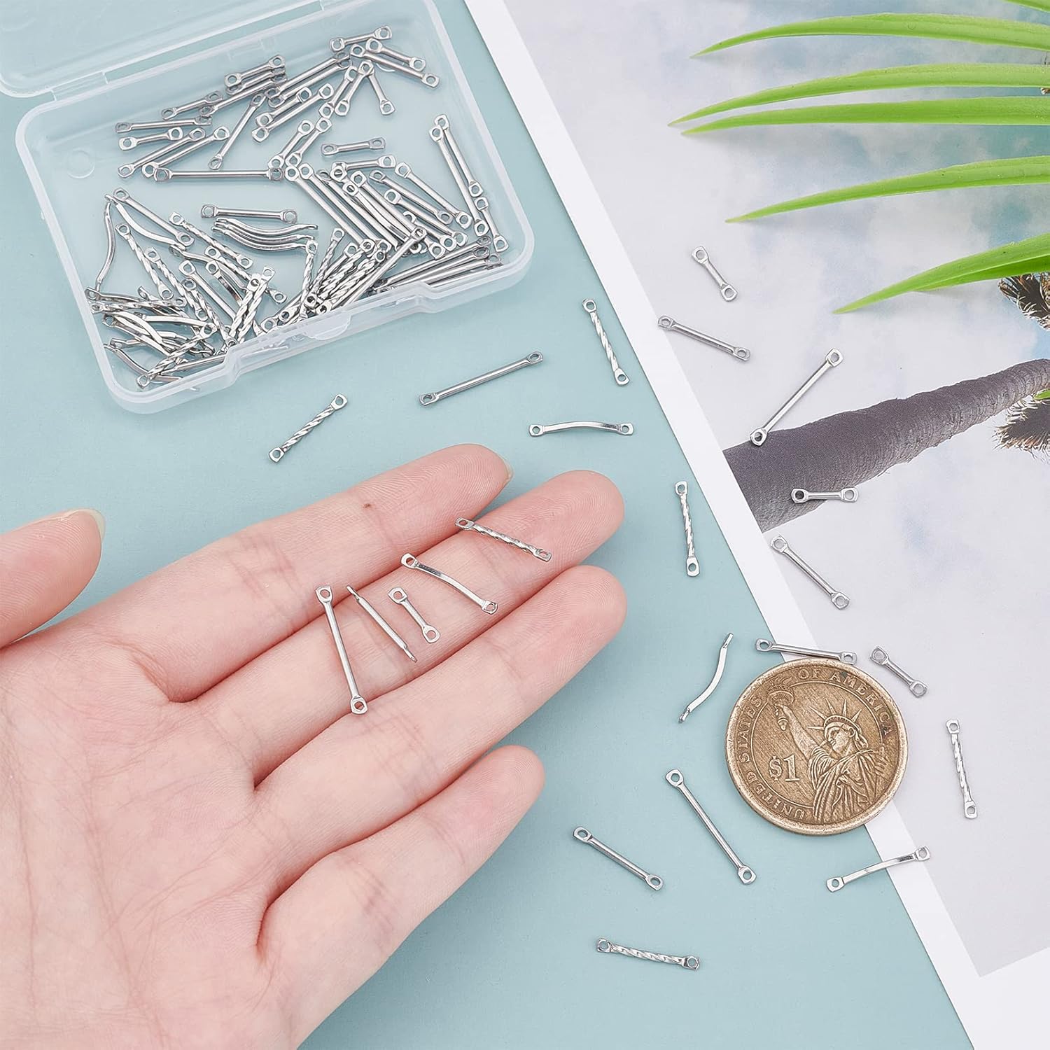 DICOSMETIC Bar Links Connectors Twisted Charms 2 Hole Stick Strip Earrings Stainless Steel Pendants for Jewelry Making - Image 3