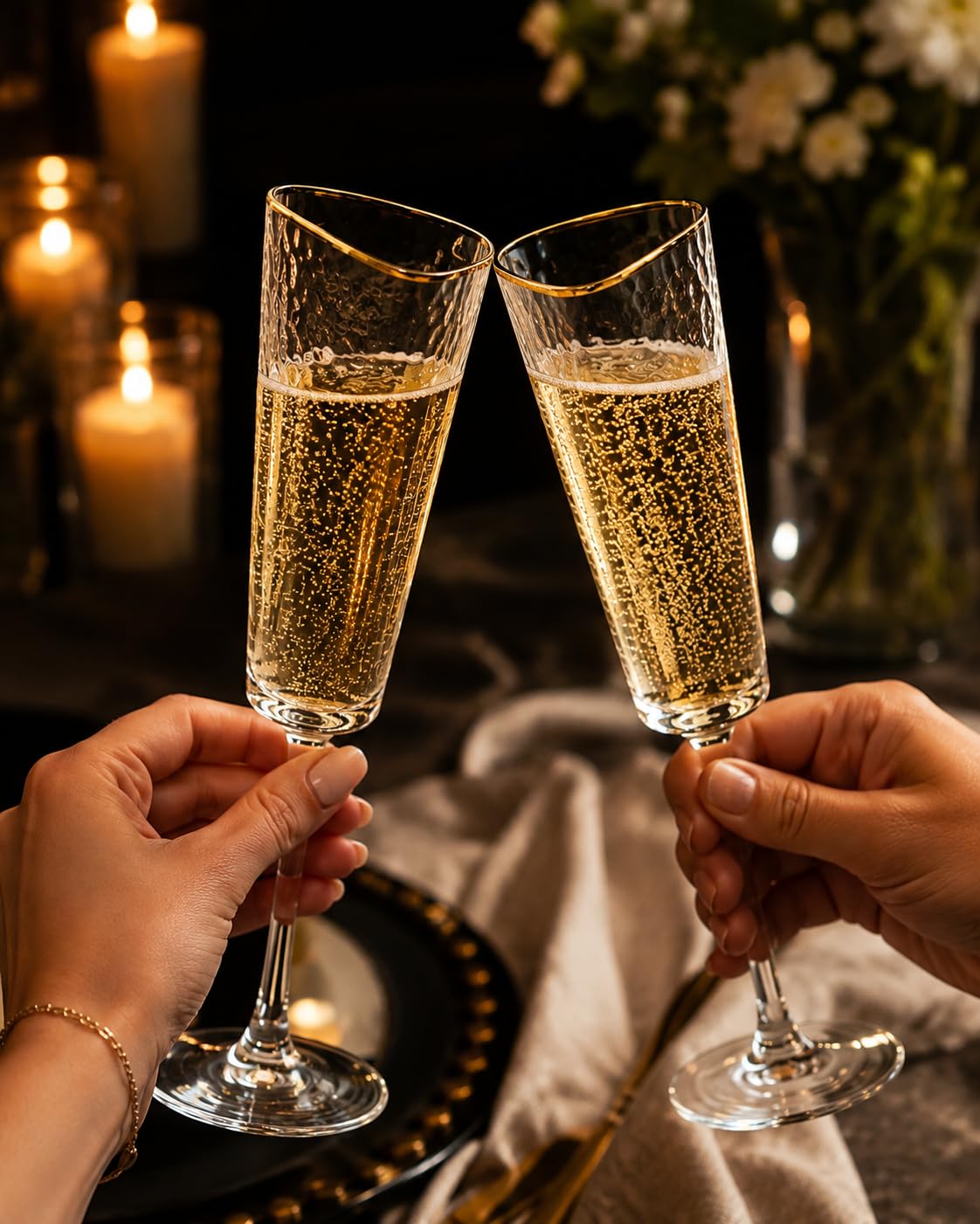 Champagne Glasses Set - 4 Elegant Flutes -8 Champagne Glasses Set - 4 Elegant Flutes -8
