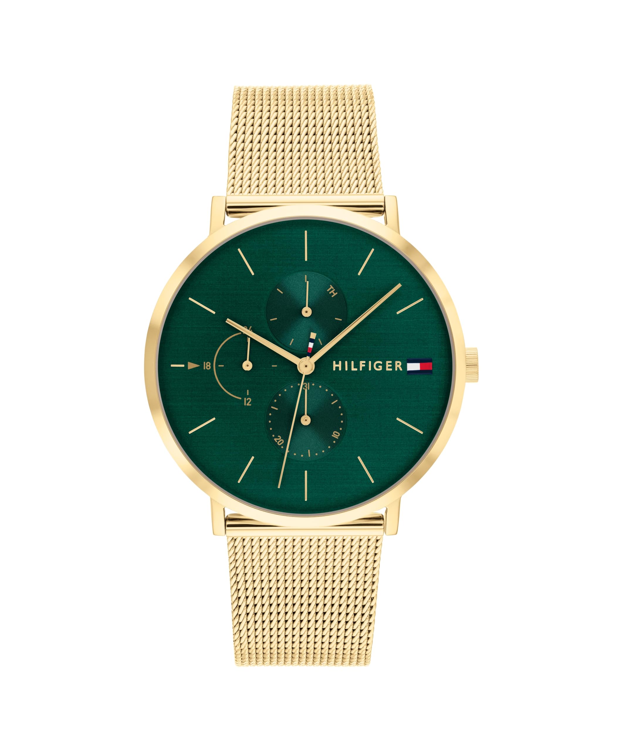 Tommy Hilfiger Orologio Analogico Multifunzione al Quarzo da Donna con Cinturino in Maglia Metallica in Acciaio Inossidabile di Colore Dorato - 1782766