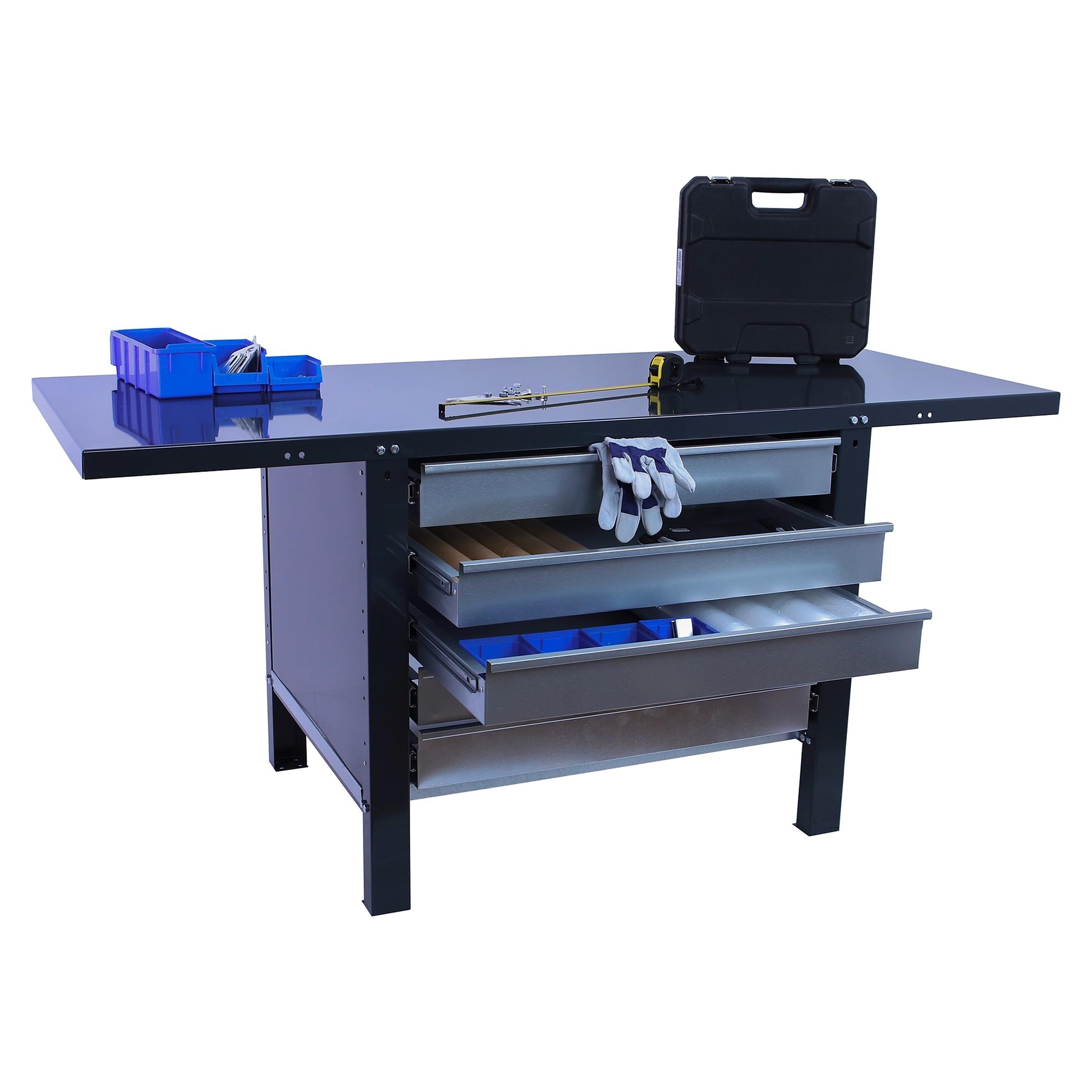 SimonRack Banco de Trabajo Taller, Capacidad Carga 700 kg, 830x1800x730 mm, Mesa de Trabajo, 5 Cajones, Antracita - BT6 PRO | Capacidad Carga 700 kg, Pintura anticorrosión, Uso Industrial, Antracita