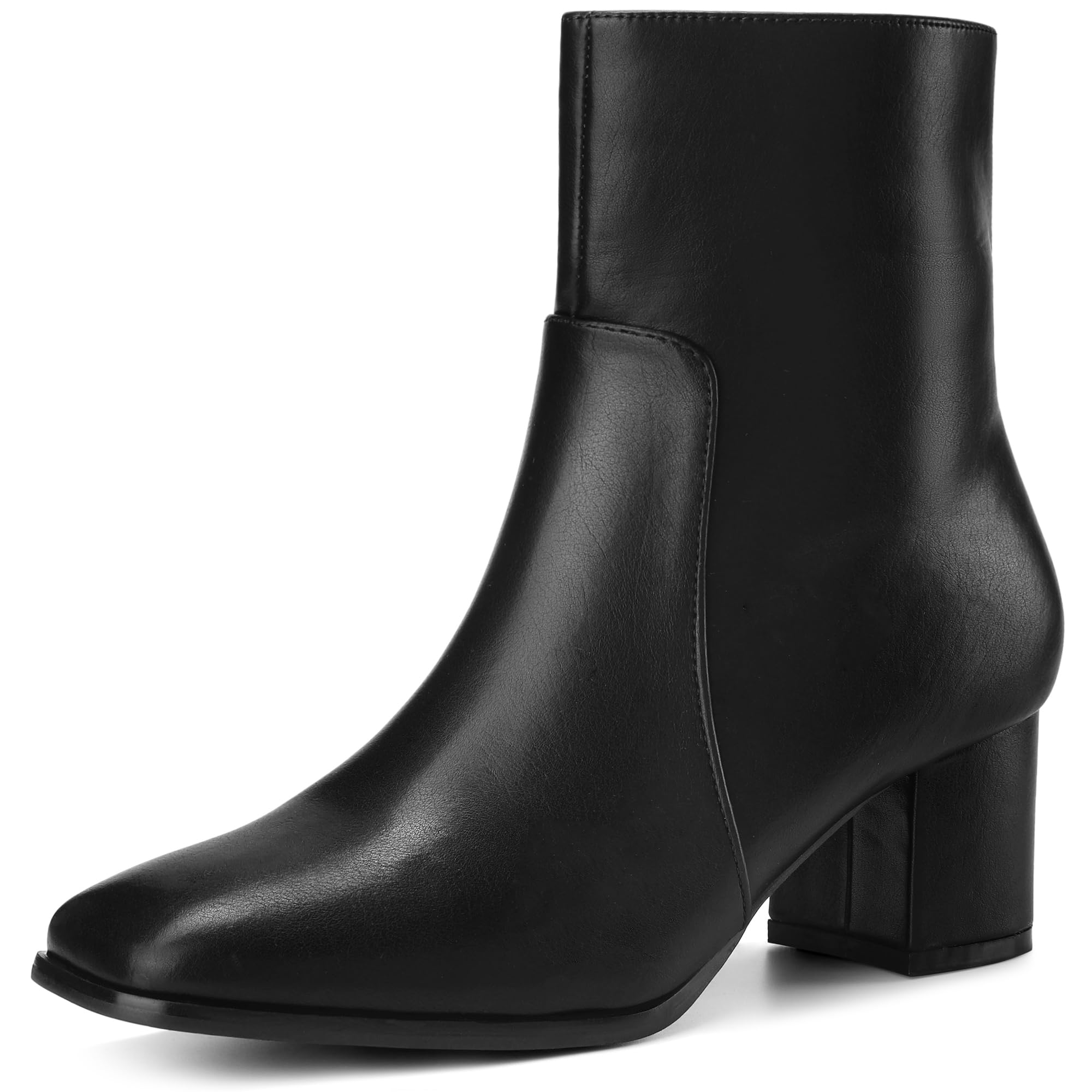 Perphy Square Toe Side Zip Chunky Heel Ankle Boots for Women