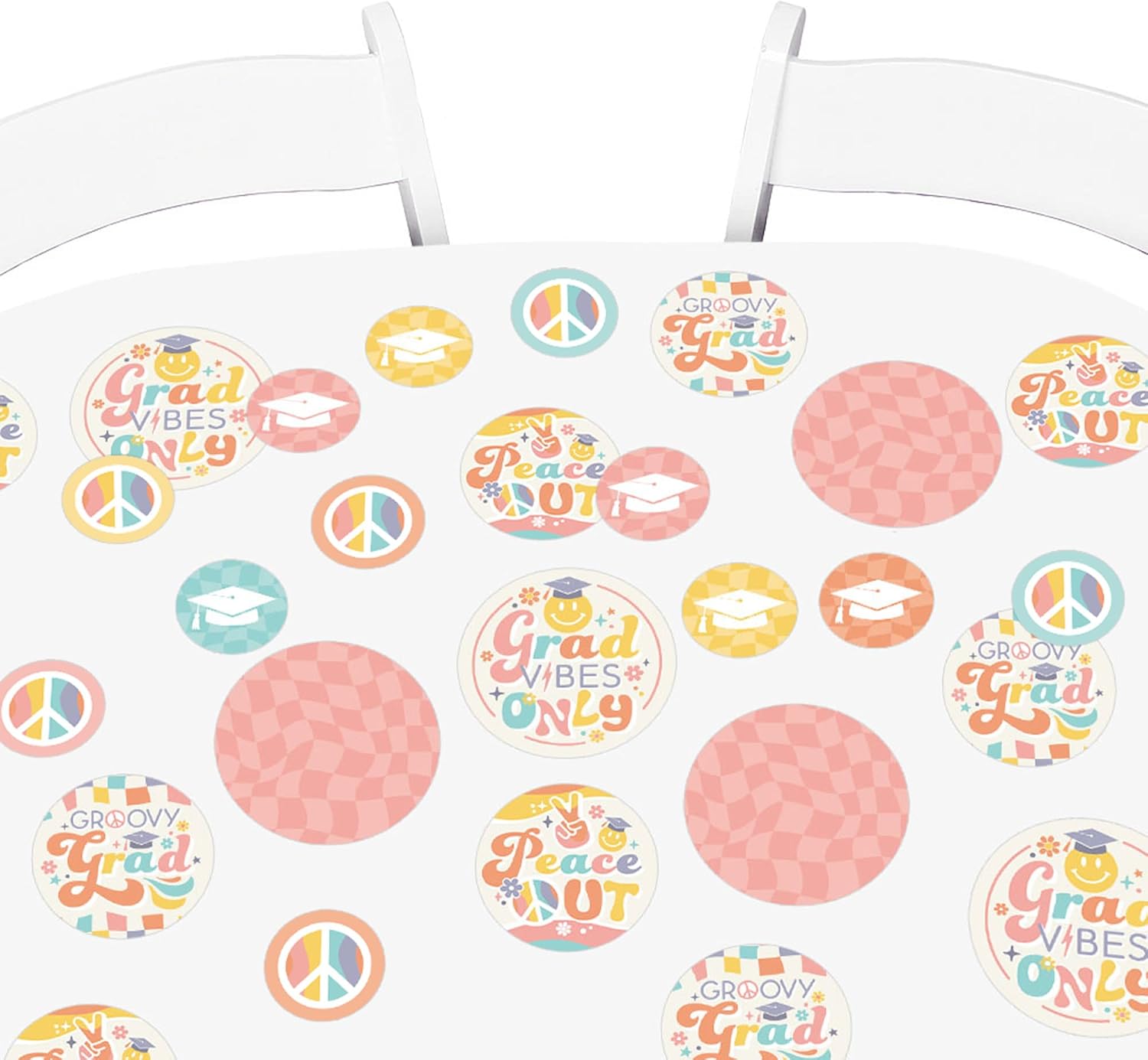Big Dot of Happiness Groovy Grad - Hippie Graduation Party Giant Circle Confetti - Party Decorations - Large Confetti 27 Count