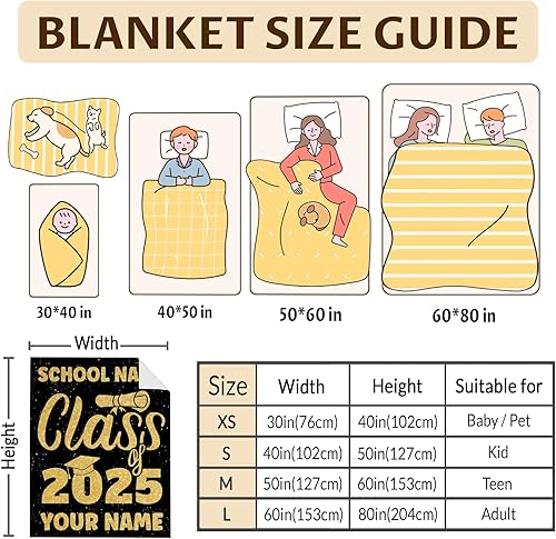 Miniatura 4 de Mantas personalizadas para clase de 2024 con nombre y escuela, manta de forro polar de 50 x 60 pulgadas para graduados, regalos de graduación suaves