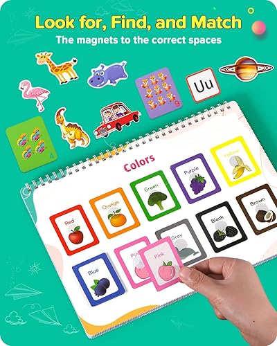 Miniatura 5 de Libro de Actividades para niños pequeños, actividades de aprendizaje preescolar Montessori, 32 temas, juguetes educativos para 1-3 años, materiales