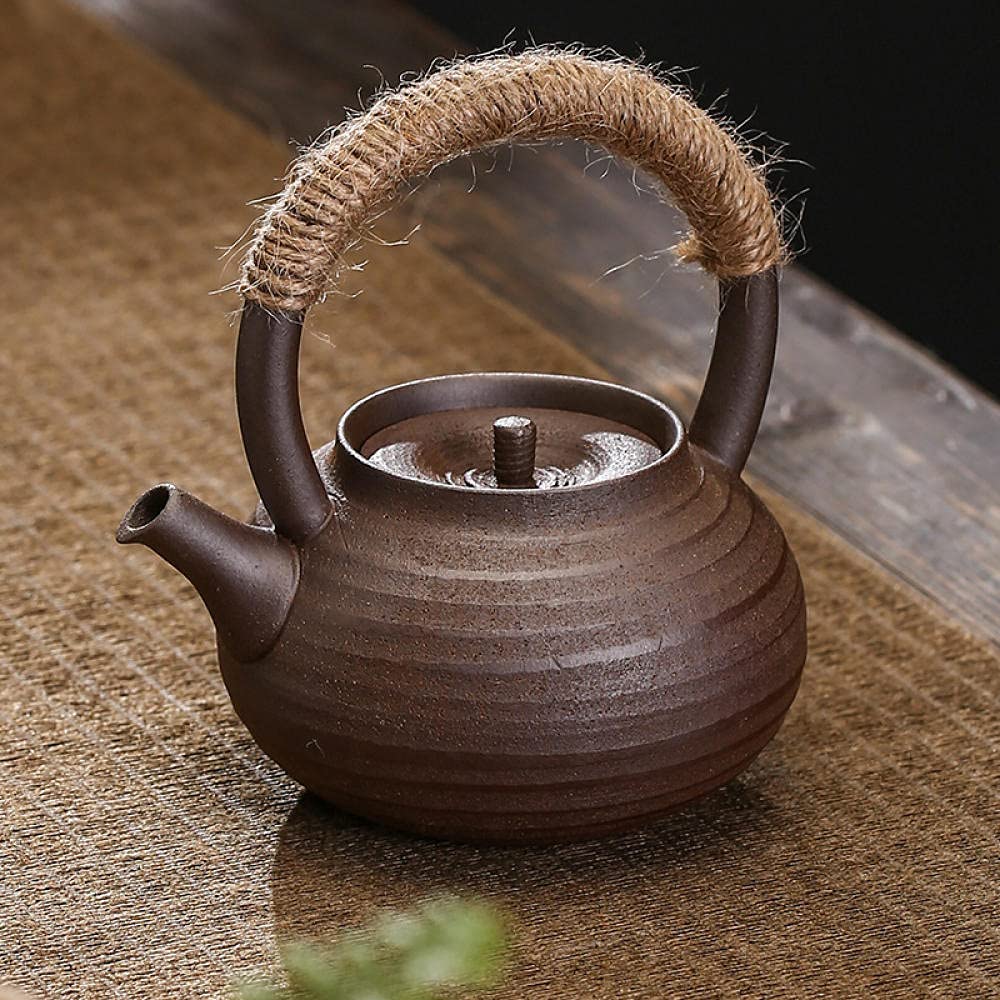 Tetera Juego De Té Teapot Tetera De Té Tea Kettle Tetera Portátil Polote De Gres Tetera Tetera Cerámica Cerámica Solo Hogar Chino Estilo Té El Pot Single Pot Anti-Scald-11 * 12 Cm 200Ml