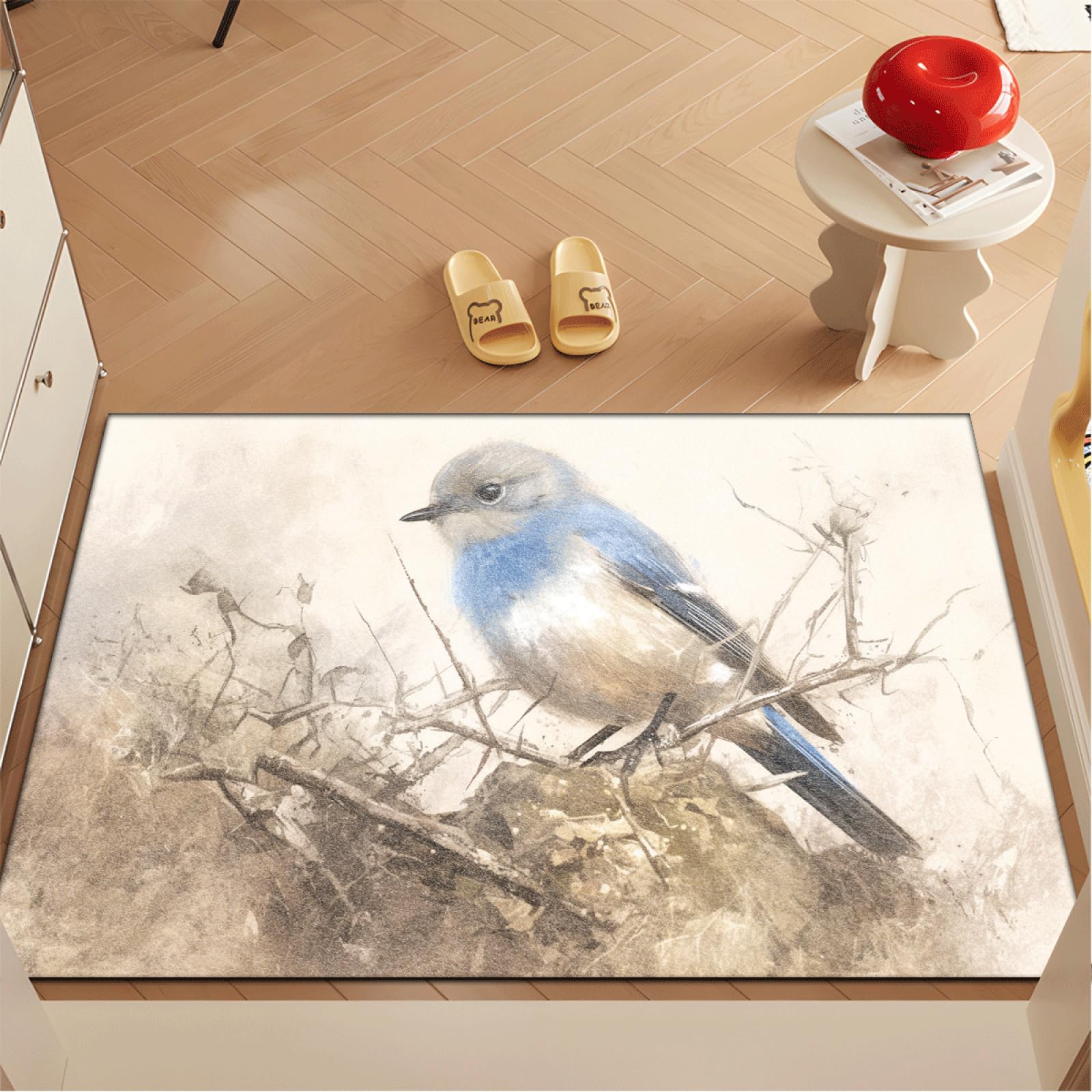 Tapis D'entrée Animal Rétro Beige Paillasson Exterieur Entree Doux Lavable Antidérapant Tapis Entree Interieur pour Cuisine Couloir Paillasson Interieur 60x90 cm