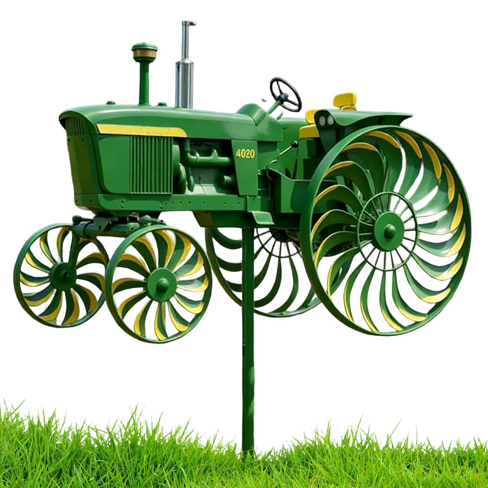 Sculpture tracteur éolienne de jardin en métal haut de gamme