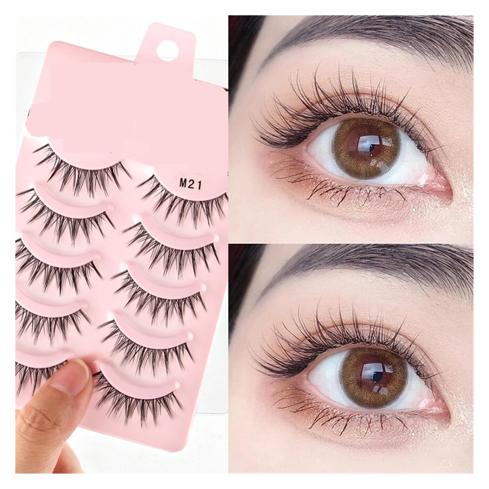 UAMOU 2-50 Boxen Manga Lashes Falsche Wimpern Puppe Koreanische Natürliche Anime Wimpern Stachelige Dicke Faux Nerz Wimpern Streifen Make-Up Cheerfully (Color : M24, Size : 20 boxes)