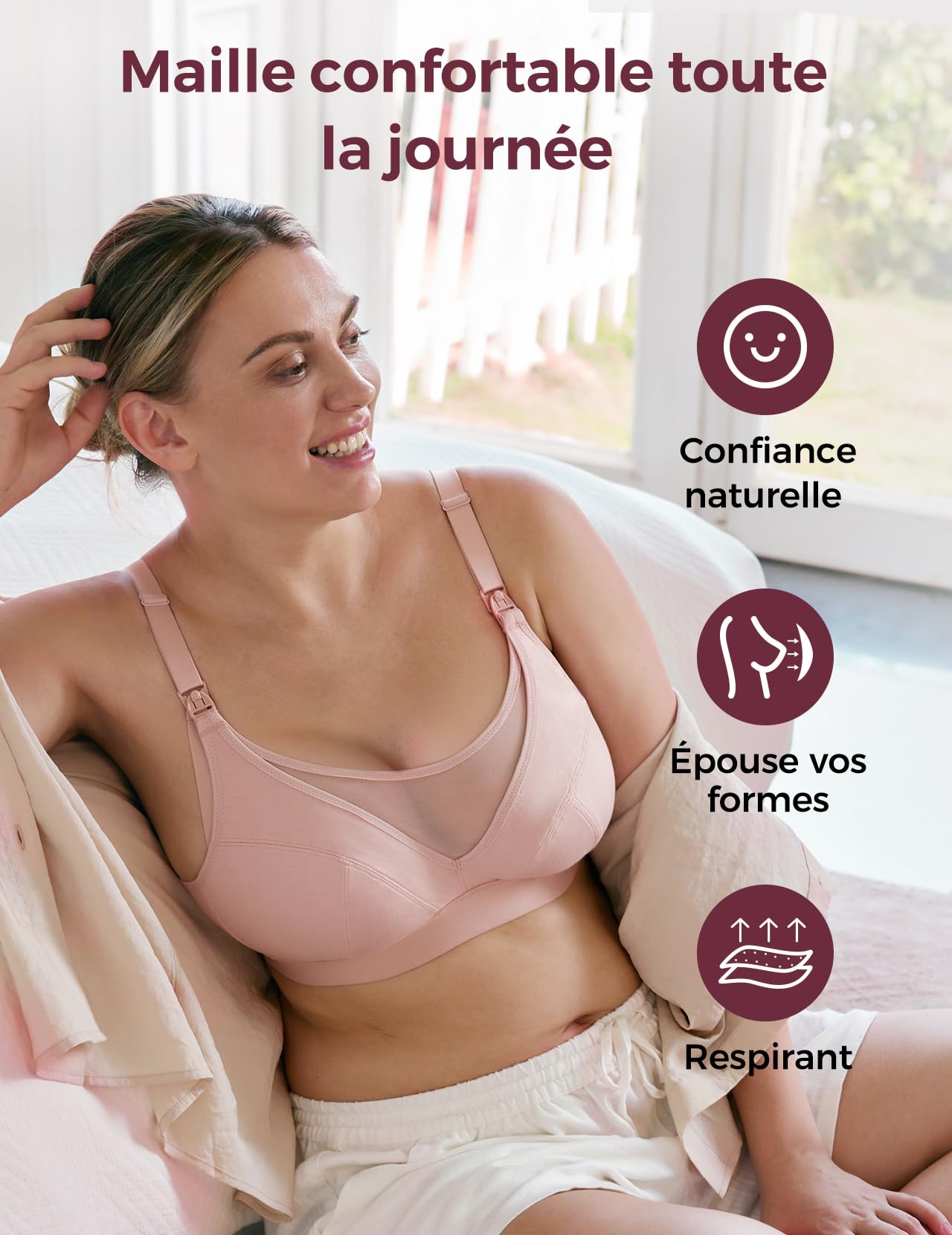 momcozy Soutien Gorge Allaitement et Tire Lait Mains Libres en Maille Respirante, Soutien Gorge Tire Lait Grande Taille 95C-115E, Brassière Tire Lait Confortable 2 en 1 - 2