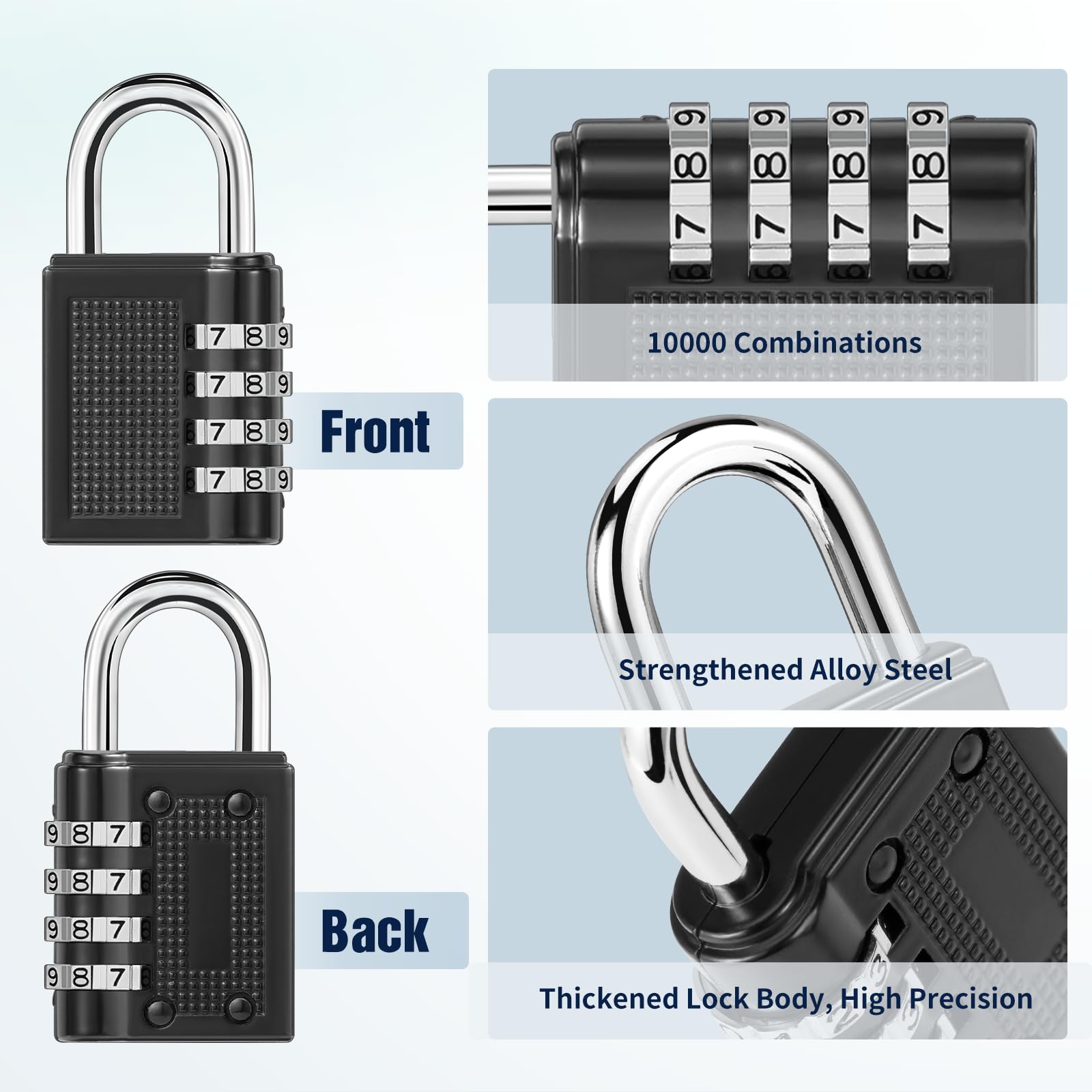 Oderra 4 Digit Locker Padlock, Padlock, Combination Padlock, Applicable to Secure, Locks for Locker School, Gym, Garage, Gate - Image 4