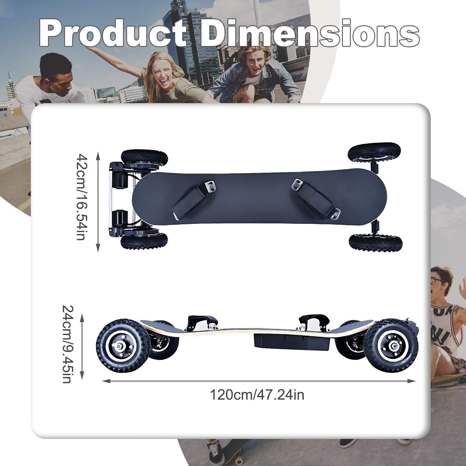 SHAHRYAR Planche à roulettes électrique 1650w avec Télécommande LCD, Vitesse Max 40 Km/H, Autonomie 20 Km, Charge Max 120 Kg, pour Débutants Adultes Et Adolescents. Leftfoot