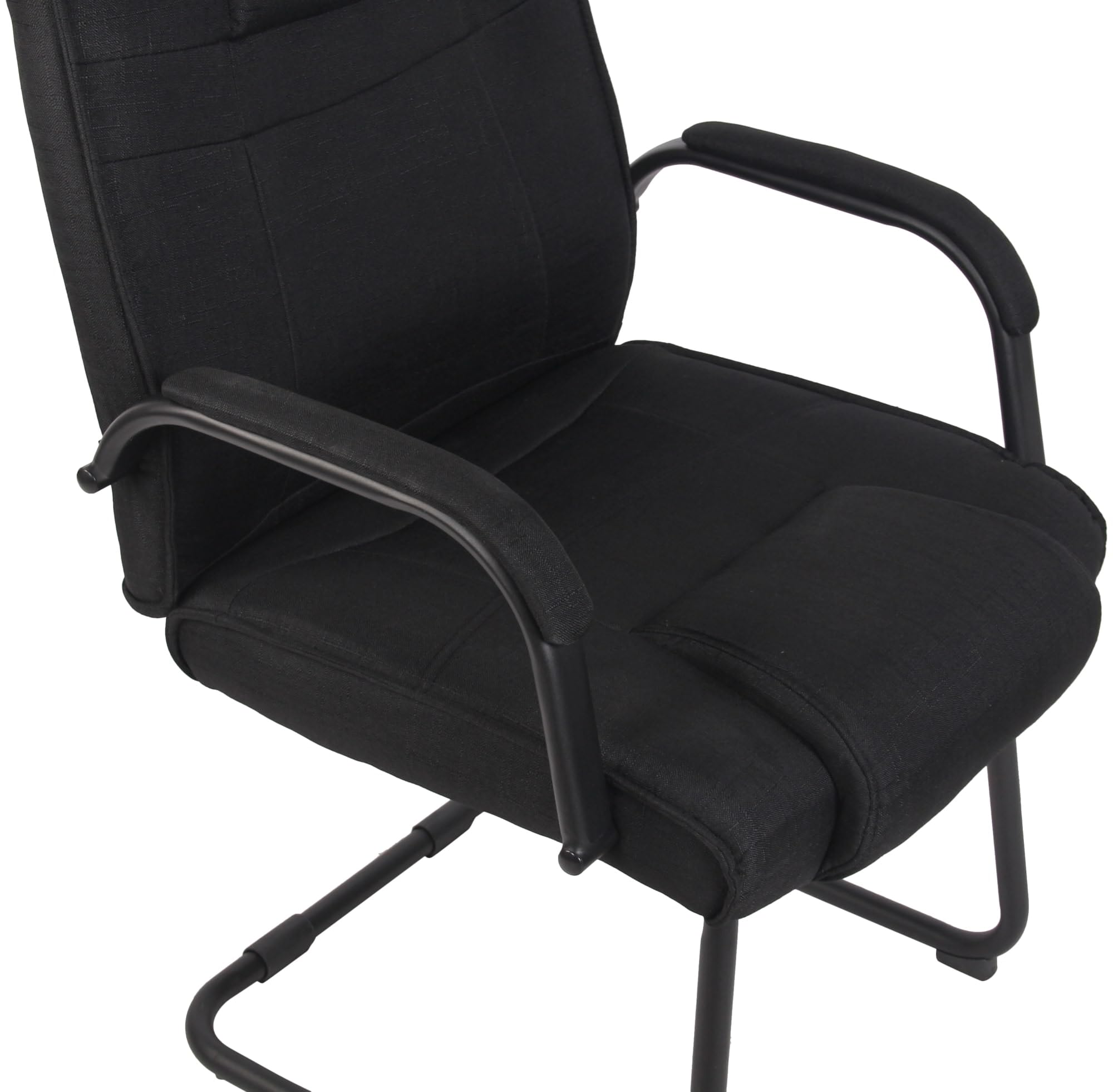 Silla Cantiléver Attila Tapizada en Tela con Base de Metal y Reposabrazos, Negro